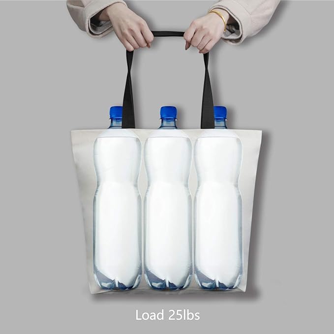 TOPDesign 12-Pack Canvas Tote Bags with Magnetic Snap, Reusable Grocery Shopping Bags, DIY Your Creative Designs