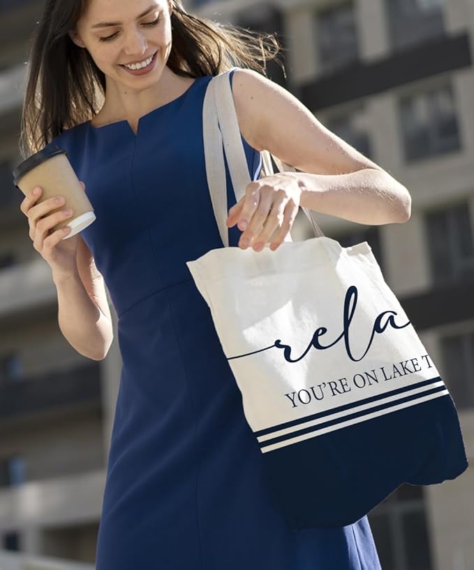 Lake Turtle Canvas Tote Bag for Women Teen Girls Gifts Cute Small Travel Work Tote Bags Reusable Grocery Bags Shoulder Bag