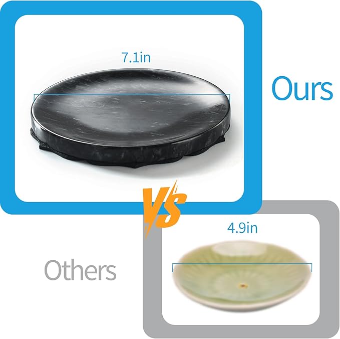 Ember Echo 7.1-Inch Natural Marble Incense Holder,Handmade Large Incense Burner for Meditation Yoga SPA, Long Incense Sticks Holder for Palo Santo/Sage/Cone/(Black)