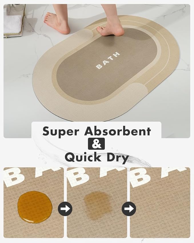 MontVoo Bath Mat - Non Slip, Quick Dry, Stain Resistant Bath Mat Rug for Bathroom Floor - Easy Care Shower Rug for Outside Bathtub - 20"x32" Beige