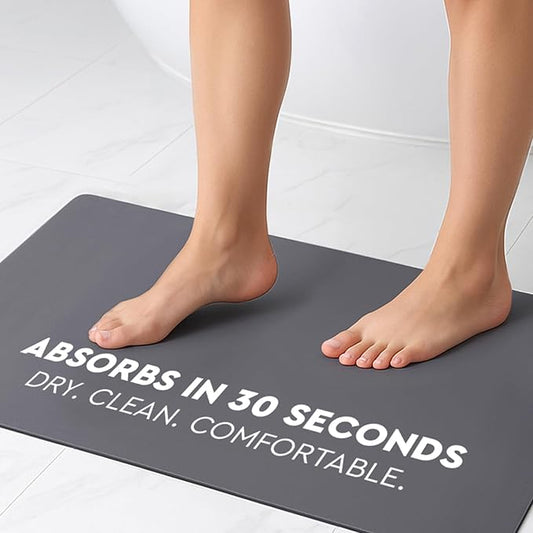 Homergy Bath Mat – Super‑Absorbent & Quick‑Dry with Non‑Slip Rubber Backing, Machine Washable & Odor Resistant – 20x32 in, Dark Gray