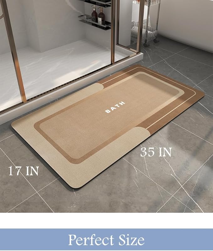 MontVoo Non Slip Bath Mat - Super Absorbent, Stain Resistant, Quick Dry - 17"x35" Brown