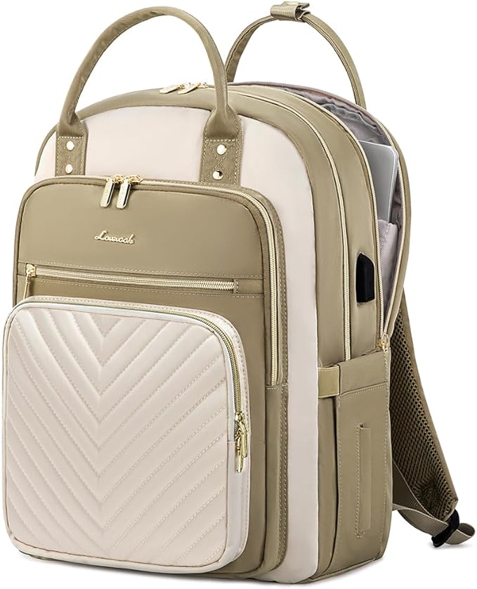 LOVEVOOK Laptop Backpack for Women, Water Resistant Travel Work Backpacks Purse Stylish Business Teacher Nurse Computer Bag with USB Charging Port