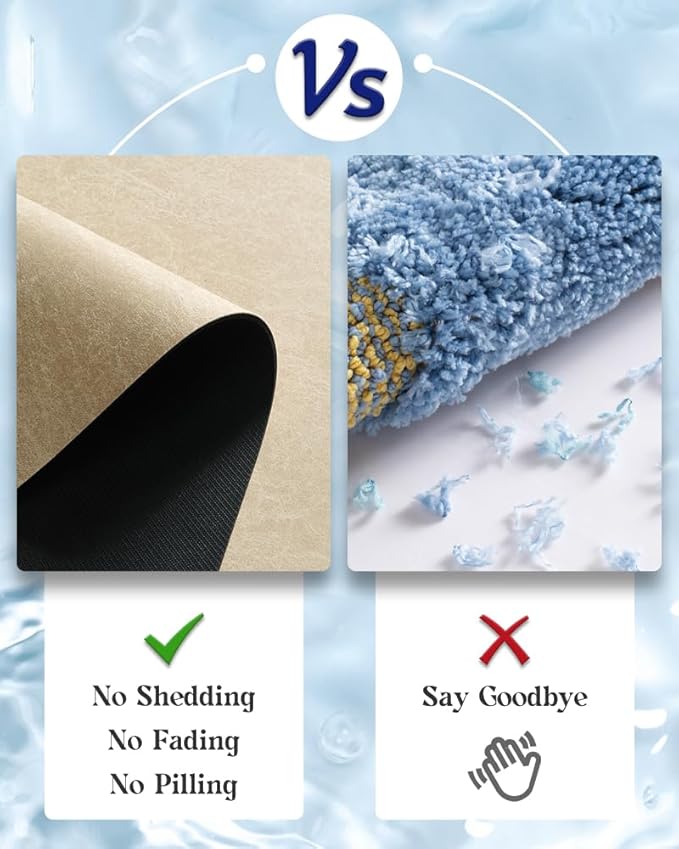 MontVoo -Bath Mat Rug-Rubber Backing Non Slip Quick Dry Absorbent Thin Bathroom Rugs Fit Under Door-Faux Suede Surface Bathroom Floor Mats-Shower Rug for in Front of Bathtub Shower Beige 17"x27.5"