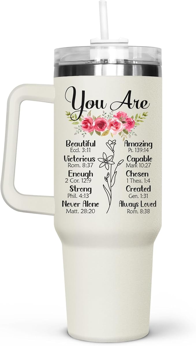 Christian Gifts for Women, Inspirational gifts for woman - Christian Birthday gifts for women friendship, Religious Gifts for Women - Christmas Birthday Woman 40Oz Tumbler with Handle for Girl, Female