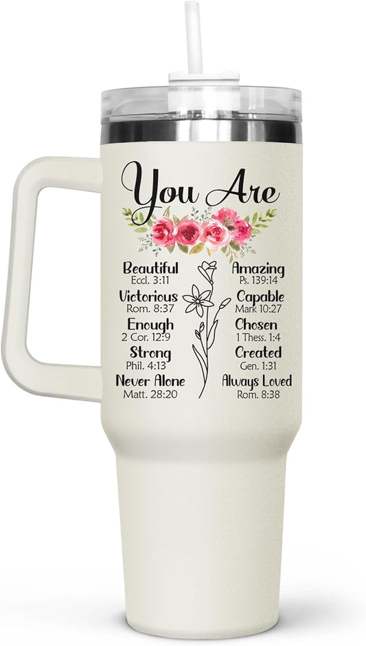 Christian Gifts for Women, Inspirational gifts for woman - Christian Birthday gifts for women friendship, Religious Gifts for Women - Christmas Birthday Woman 40Oz Tumbler with Handle for Girl, Female