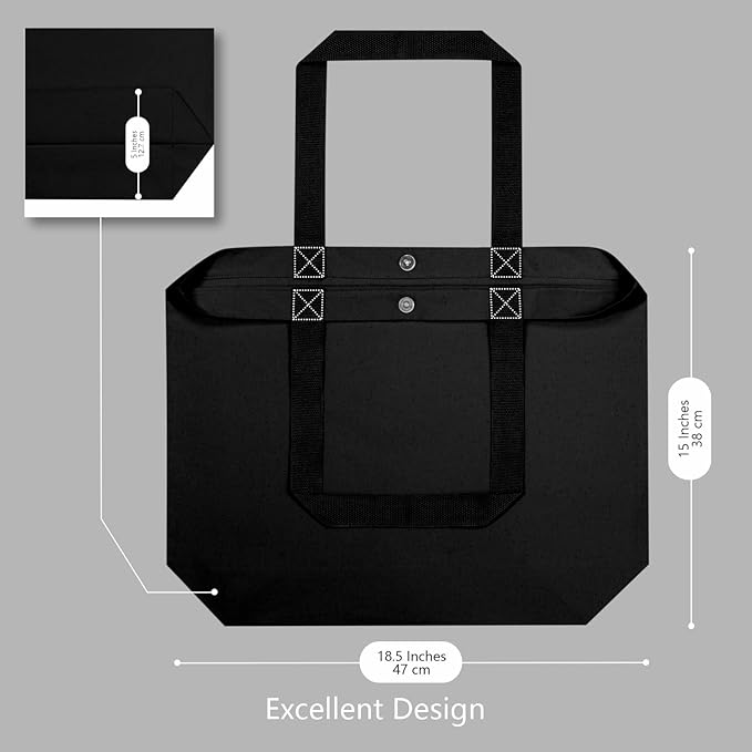 TOPDesign 6-Pack Canvas Tote Bags with Magnetic Snap, Reusable Grocery Shopping Bags, DIY Your Creative Designs