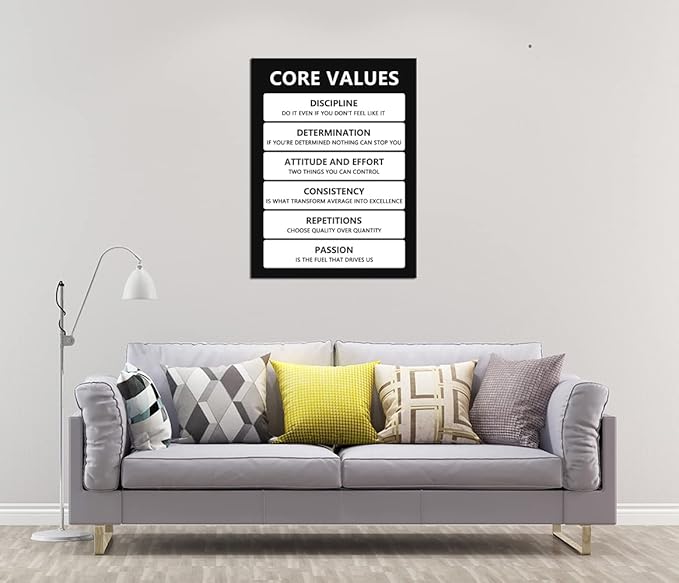 Inspirational Poster Motivational Canvas Core Values Wall Art Inspiring Prints Artwork for Office Living Room Modern Home Decor Painting Pictures Stretched and Framed Ready to Hang [30''Wx 40''H]