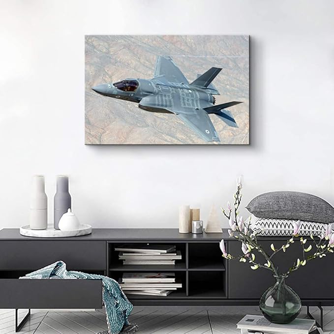 Aviation Decor F-35 Lightning II Fighter Airplane Wall Art Jet Poster Airplane Wall Decor Airplane Painting Airplane Pictures Wall Art Aviation Art Military Wall Art for Boys Room Decor (12''Hx18''W)