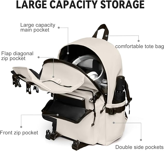 Casual Daypack Large upgraded version College Laptop Backpack for Men Women Water Resistant Lightweight School Bag Travel Rucksack for Sports High School Middle Bookbag for girls Size L(Khaki)