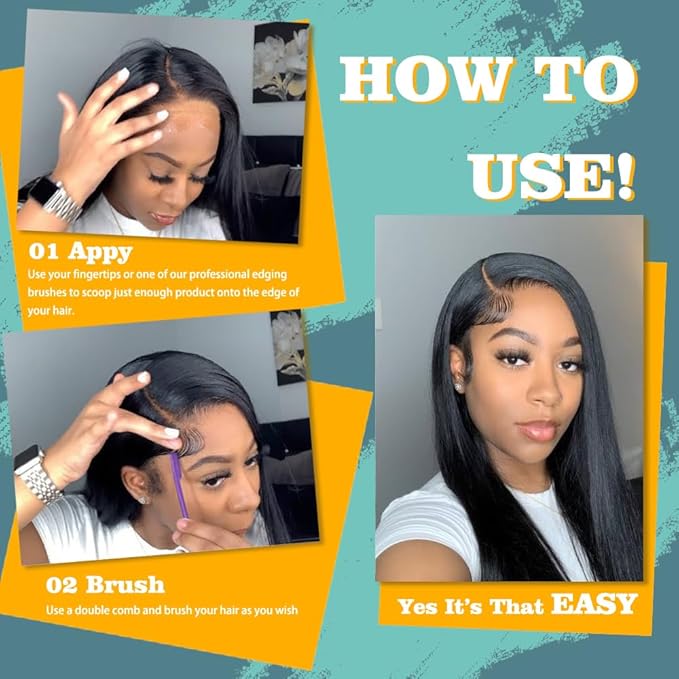 Strong Hold Edge Control Gel with Aloe & Castor Oil, Non-Greasy, Non-Flaking, No White Residue, Long Lasting Formula, Supports Hair Growth, Natural Styler for All Hair Types, 6.53oz