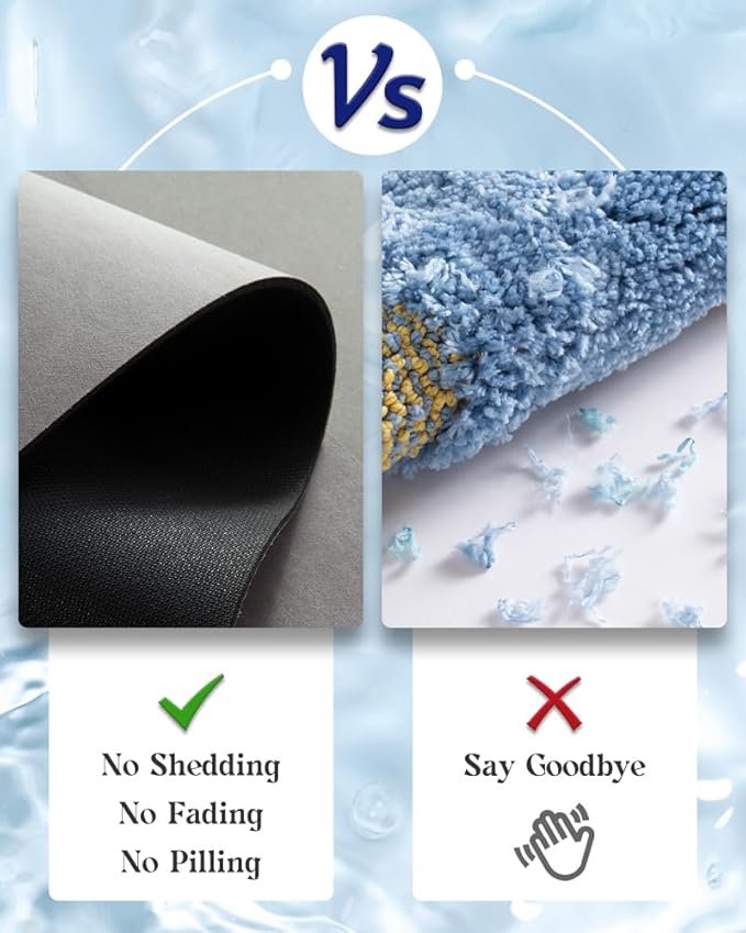 MontVoo -Bath Mat-Rubber Backing Non Slip Quick Dry Absorbent Thin Bathroom Rugs Fit Under Door-Faux Suede Surface Bathroom Floor Mats-Shower Rug for in Front of Bathtub Shower Gray Rug Set