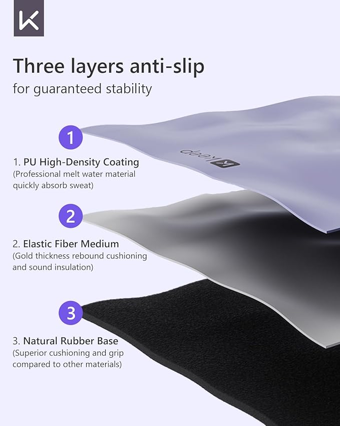 KEEP Professional Yoga Mat with Strap for Men and Women, 5mm Heavy High-Density Natural Rubber Mat for Premium Material Superior Grip, Non-Slip, Eco-Friendly 72"x26" Exercise Mat