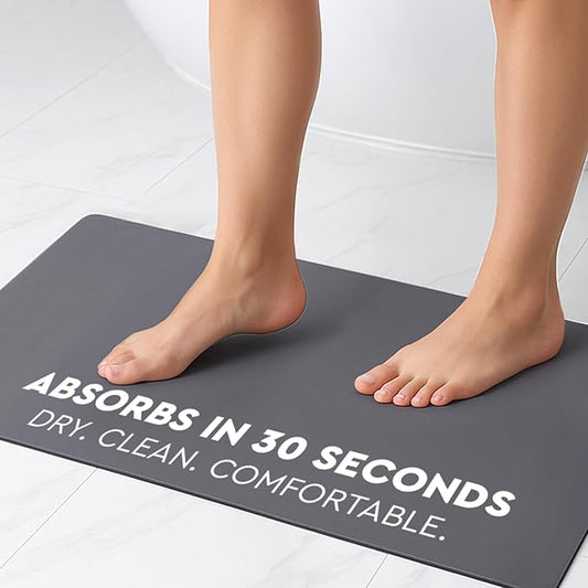 Homergy Bath Mat – Super‑Absorbent & Quick‑Dry with Non‑Slip Rubber Backing, Machine Washable & Odor Resistant – 18x28 in, Dark Gray