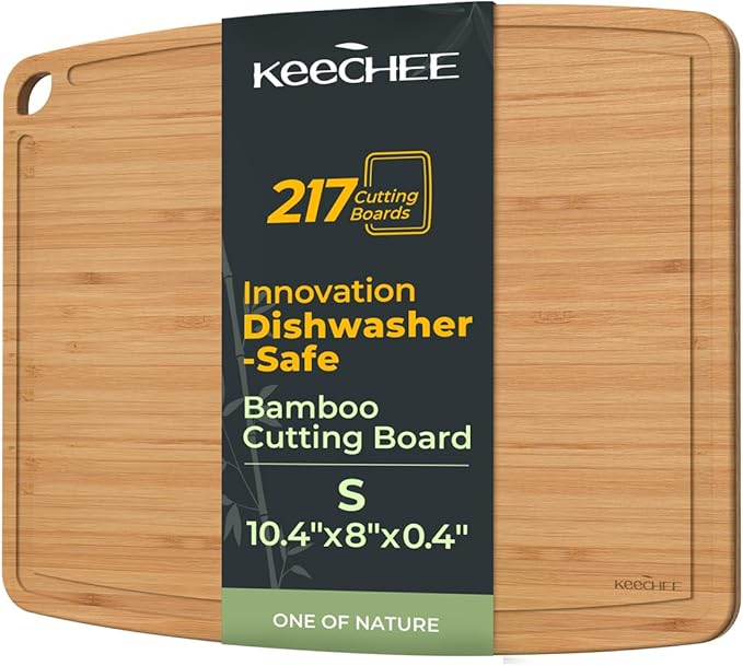 Dishwasher Safe Carbonized Bamboo Wood Cutting Boards for Kitchen with Juice Groove, Wooden Charcuterie & Chopping for Fruit, Vegetables & Cheese, Durable, Lightweight, Water-Resistant