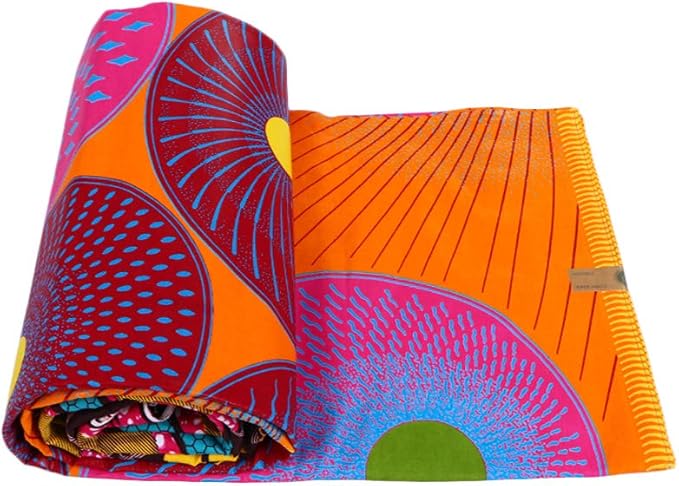 African Fabric 100% Cotton Ankara Kente Print Fabric 6 Yards for Party Dress 1094