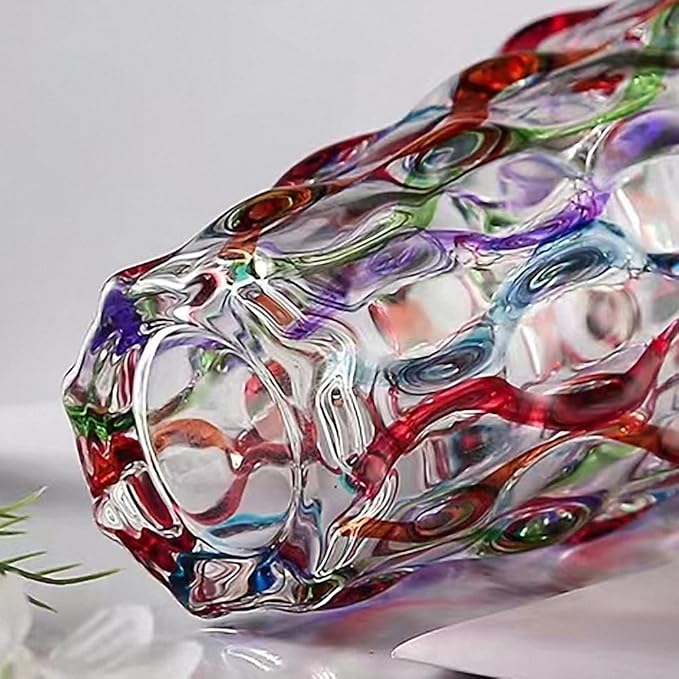 Hand Painted Colorful Vase 11" Tall,Flower Vase Decor for Home Dining Table Living Room,Office Wedding Holiday Party,Handmade Decorative Flower Vase (Colorful)