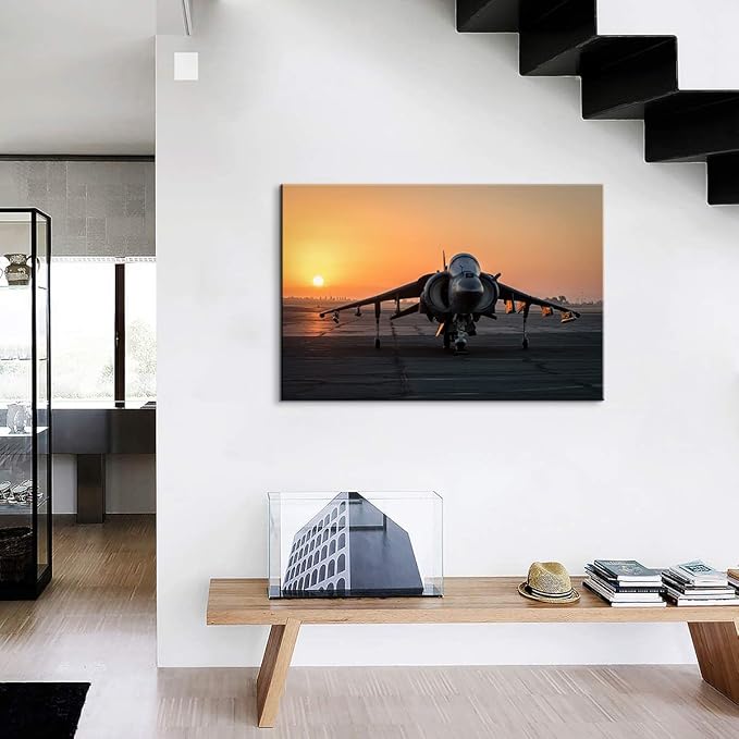 Airplane Decor AV-8B Harrier II Fighter Aviation Jets Poster Aviation Posters Airplane Pictures Wall Art Military Planes Poster for Boys Room Decor (28''Hx40''W)