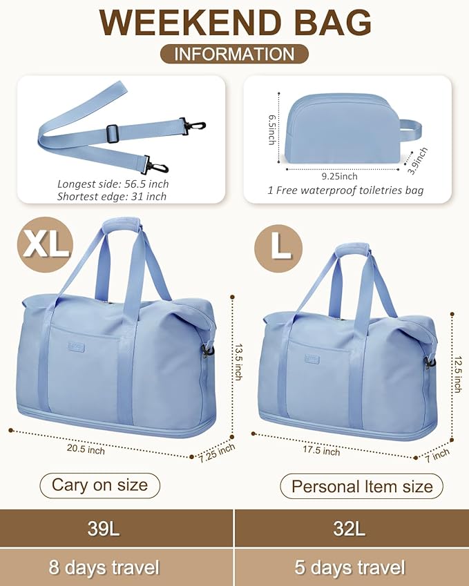Expandable Travel Duffle Bags Weekender Overnight Bags for Women Men Hospital Bag for Women Labor Delivery with Toiletry Bag Waterproof