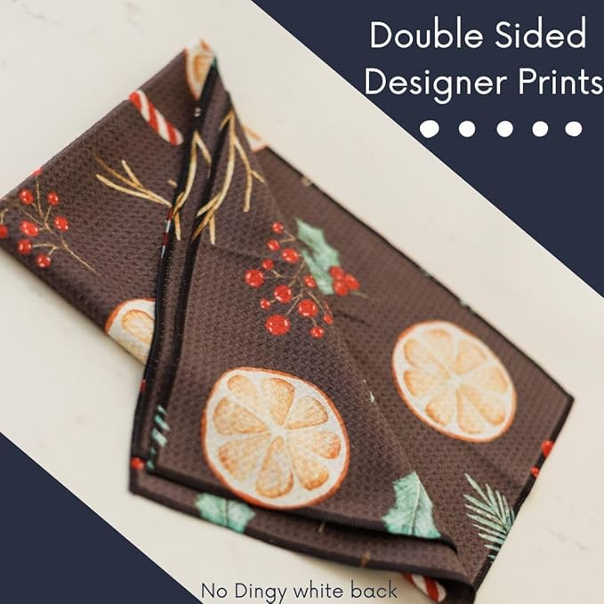 || 3 Pack|| Double Sided Dish Towels || Waffle Weave Microfiber|| Highly Absorbent || Hanging Loop || Dish Cloths || Modern || Designer Prints
