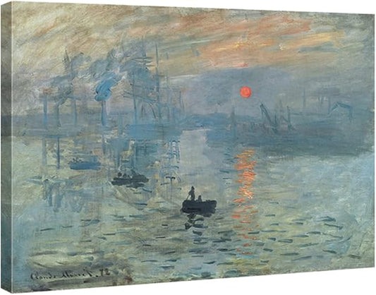 Wieco Art Giclee Canvas Prints Wall Art of Claude Monet Classic Oil Paintings Reproduction for Home Office Decor Impression Sunrise Extra Large Modern Gallery Wrapped Seascape Sea Picture Artwork