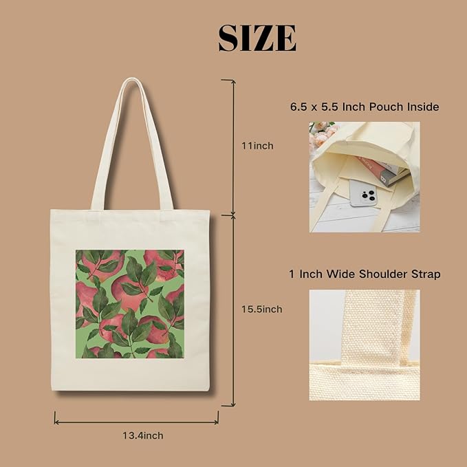 Tote Bag for Women, Canvas Tote Bag with Pockets,Canvas Shopping Bags,Reusable Grocery Bags