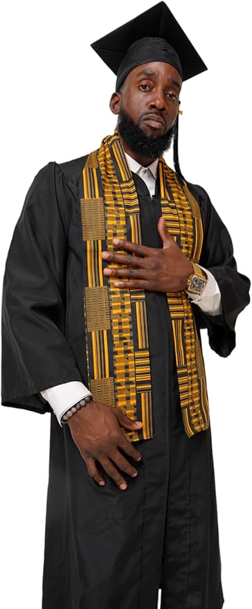 Dupsie's 1pc Kente African Print Graduation Stole, Made in Africa Black History, Festivals, Cultural, HBCU, Graduate, Schools
