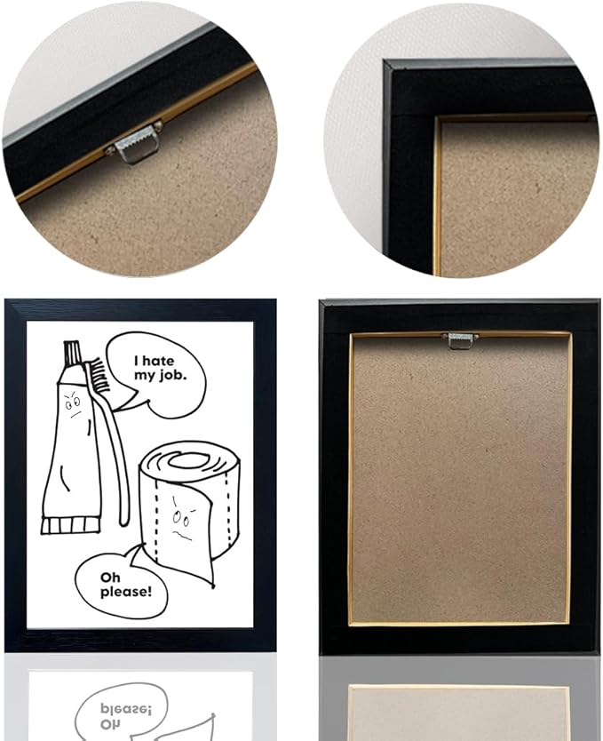 Funny Bathroom Prints - Black and White Wall Art - Framed Bathroom Signs