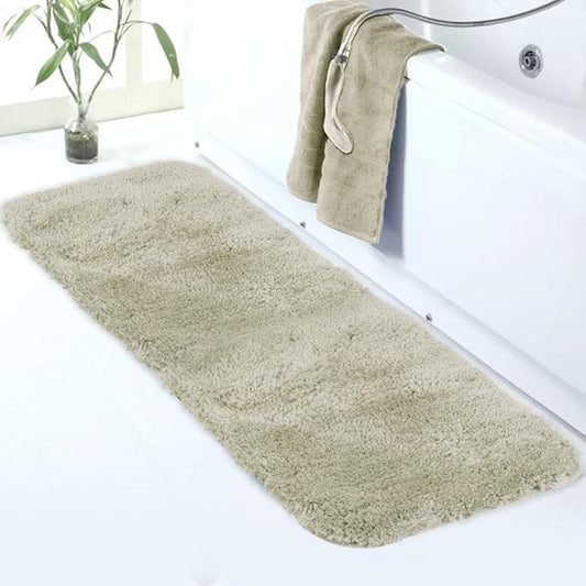 Walensee Large Bathroom Rug (24 x 48, Light Tan) Extra Soft and Absorbent Shaggy Bath Rug Machine Washable Microfiber Bath Mat Non Slip Bath Mat, Luxury Bathroom Floor Mats