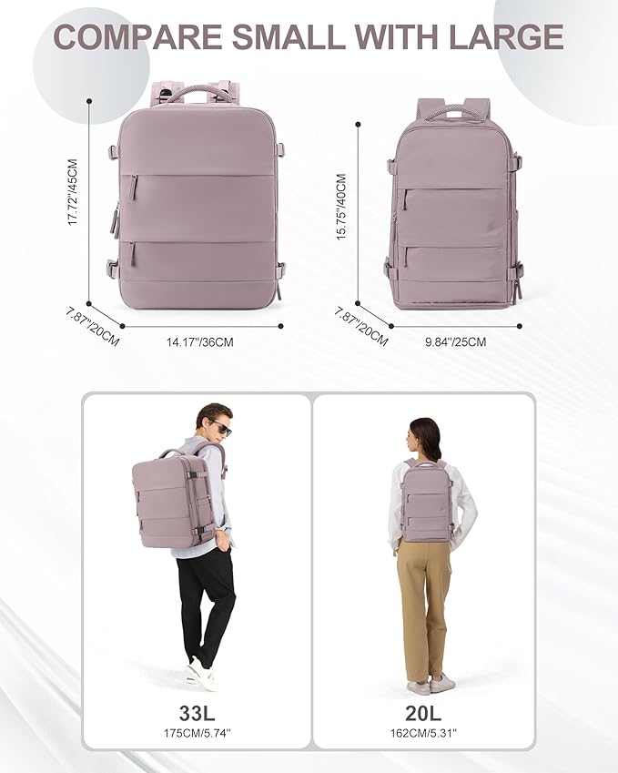 coowoz Travel Backpack Carry On for Women Man Gym Backpacks with Laptop Compartment Mochila de Viaje Teacher Personal Item Backpack Rucksack Airplane Accessories Must Haves Lotus Pink Small