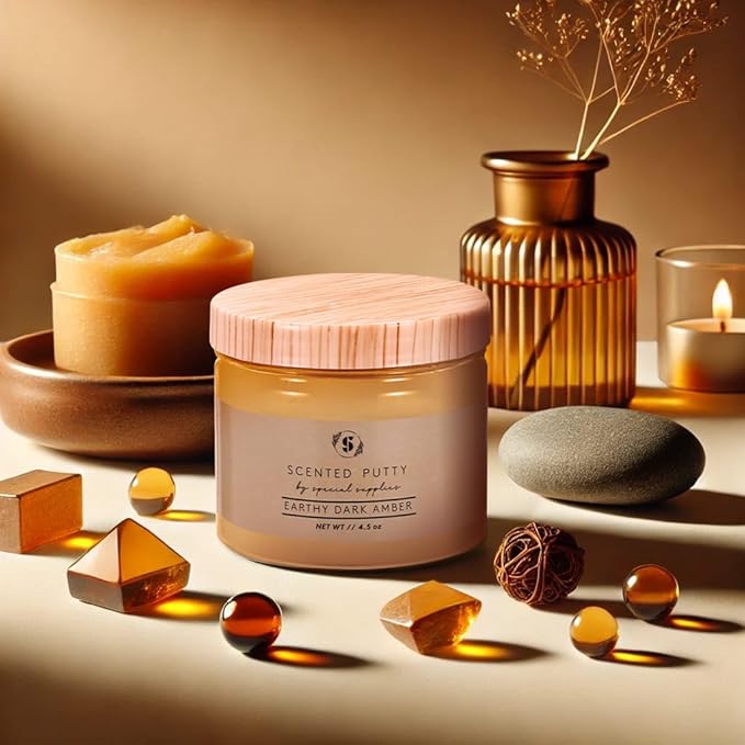 Special Supplies Scented Therapy Putty Dough - Infused with Pure Essential Oils for Aromatherapy and Meditation- Relaxation Gifts for Kids and Adults - Non-Stick (Earthy Dark Amber (4.5 oz))