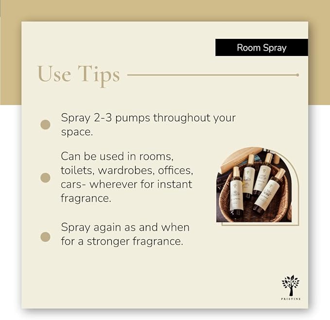 PRISTINE Swiss Château/Inspired by Hilton Hotel Linen & Room Spray Air Freshener, Made With Essential Oils, Tangerine, Raspberry, Cedarwood Scent, 3.4oz Pillow Spray