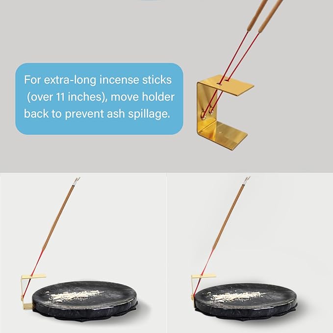 Ember Echo 7.1-Inch Natural Marble Incense Holder,Handmade Large Incense Burner for Meditation Yoga SPA, Long Incense Sticks Holder for Palo Santo/Sage/Cone/(Black)