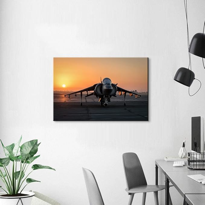 Airplane Decor AV-8B Harrier II Fighter Aviation Jets Poster Aviation Posters Airplane Pictures Wall Art Military Planes Poster for Boys Room Decor (12''Hx18''W)