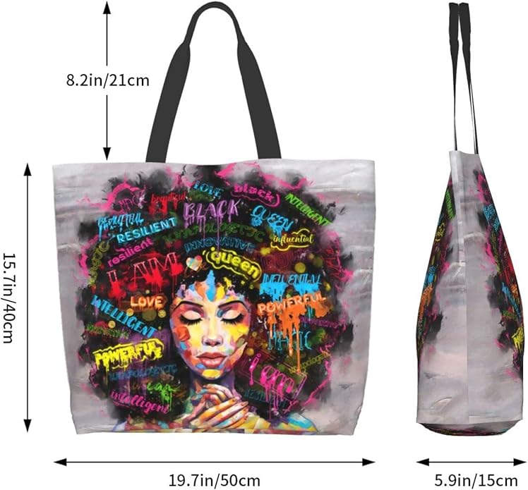 IAGM Women Tote Bags African American Woman Shoulder Bag Afro Black Girl Magic Satchel Handbags For Shopping,Work,Grocery,Gym