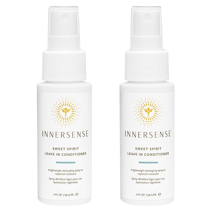INNERSENSE Organic Beauty - Natural Sweet Spirit Leave-In Conditioner | Detangling, Hydrating, Smoothing | Non-Toxic, Cruelty-Free, Clean Haircare (2 Pack - 2 fl oz | 59.1 mL each)