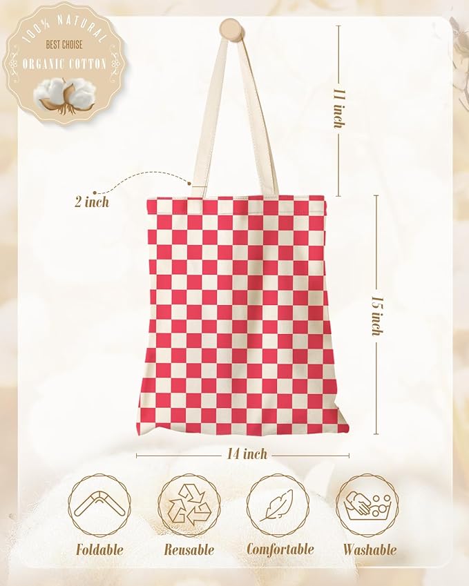 Aesthetic Canvas Tote Bag with Inner Pocket for Women, Cloth Cotton Totes Bag with Pattern for Shopping, Gym