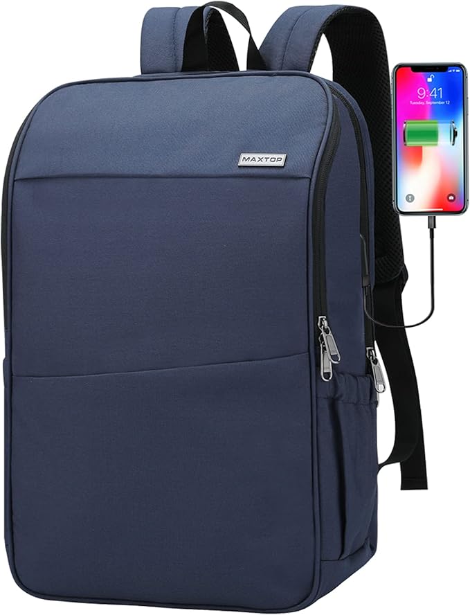 MAXTOP Deep Storage Laptop Backpack with USB Charging Port[Water Resistant] College School Computer Bookbag Fits 17 Inch Laptop