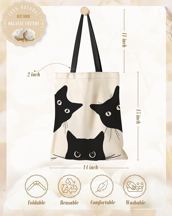 Aesthetic Canvas Tote Bag with Inner Pocket for Women, Cloth Cotton Totes Bag with Pattern for Shopping, Gym