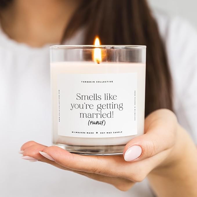 ThreeKin Scented Candles Engagement Gift, Natural Soy Wax Candles for Home, Relaxing Aromatherapy, Lavender Lemongrass Essential Oils, Long Lasting Candle Burns for 75 Hours, Gift for Her