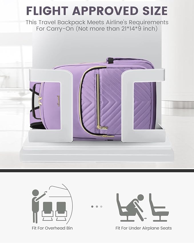 LOVEVOOK Laptop Backpack Purse for Women, Work Travel Computer Bags, College School Backpack for Student Girl, Quilted Casual Daypack with USB Port, Fit 15.6 Inch Laptop, Purple