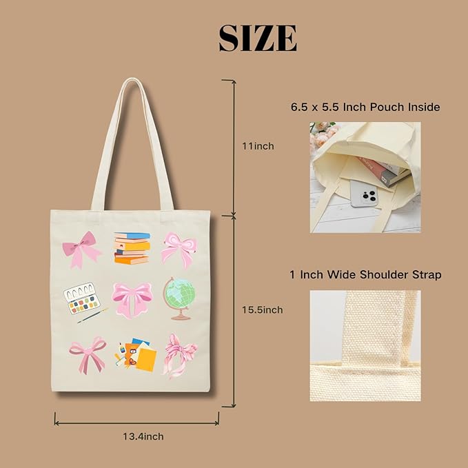 Tote Bag for Women, Canvas Tote Bag with Pockets,Canvas Shopping Bags,Reusable Grocery Bags