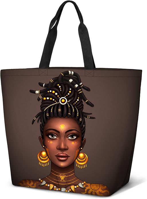 IAGM Women Tote Bags African American Woman Shoulder Bag Afro Black Girl Magic Satchel Handbags For Shopping,Work,Grocery,Gym