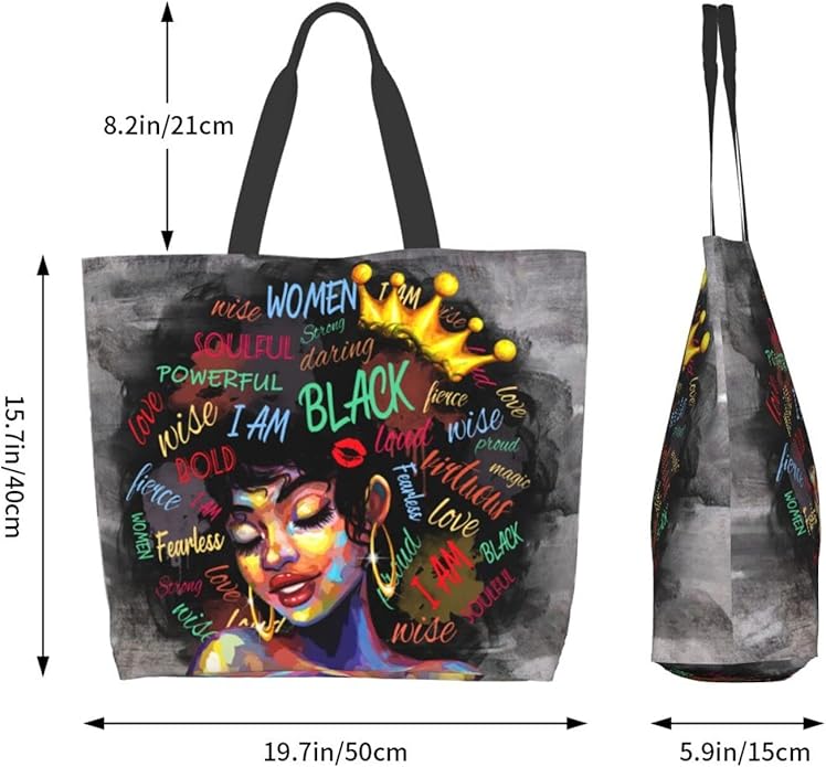 IAGM Women Tote Bags African American Woman Shoulder Bag Afro Black Girl Magic Satchel Handbags For Shopping,Work,Grocery,Gym