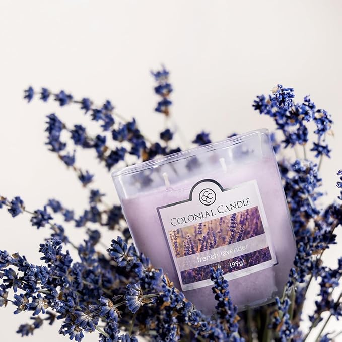 Colonial Candle French Lavender Scented Jar Candle, 2 Wick, 3.5 oz, Mottled Wax Candle