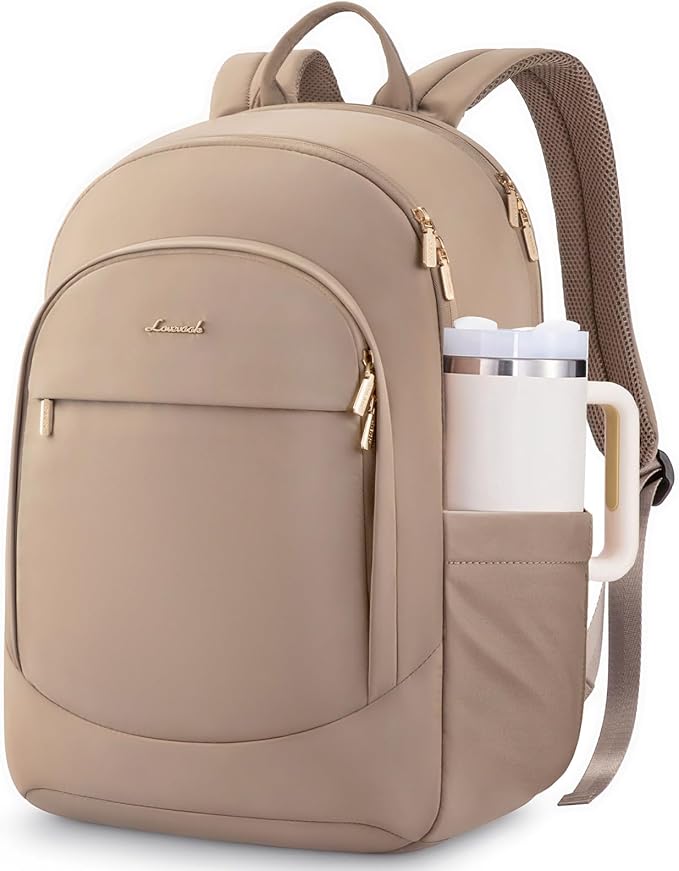 LOVEVOOK Laptop Backpack for Women, 17.3 Inch Work Backpack Purse, Large Capacity Casual Daypack, Business Computer Backpack, Travel Backpack for Gift, Khaki