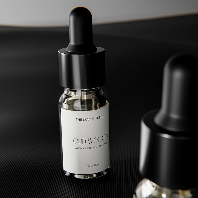 Oud Wood Home Fragrance - Cold-Air & Ultrasonic Scented Oils for Diffuser - Woody Oud & Bergamot Essential Oils for Diffusers Aromatherapy - Diffuser Scent for Home - 0.3 fl oz, 10 mL