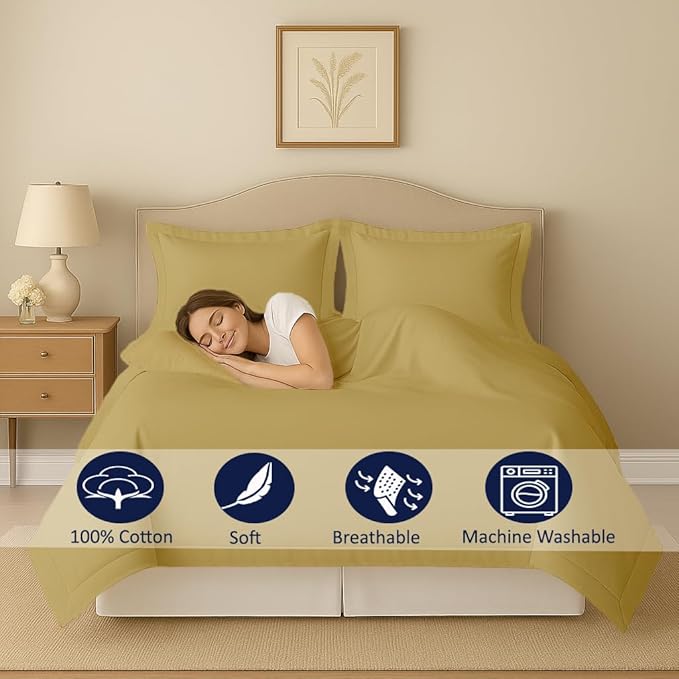 eBeddy Linens Taupe Khaki Solid Duvet Cover Set King XL 116x98 Size 800 TC Certified Egyptian Cotton Luxury Soft & Breathable Comforter Cover and 2 Pillow Sham with Zipper Closer & Corner Ties