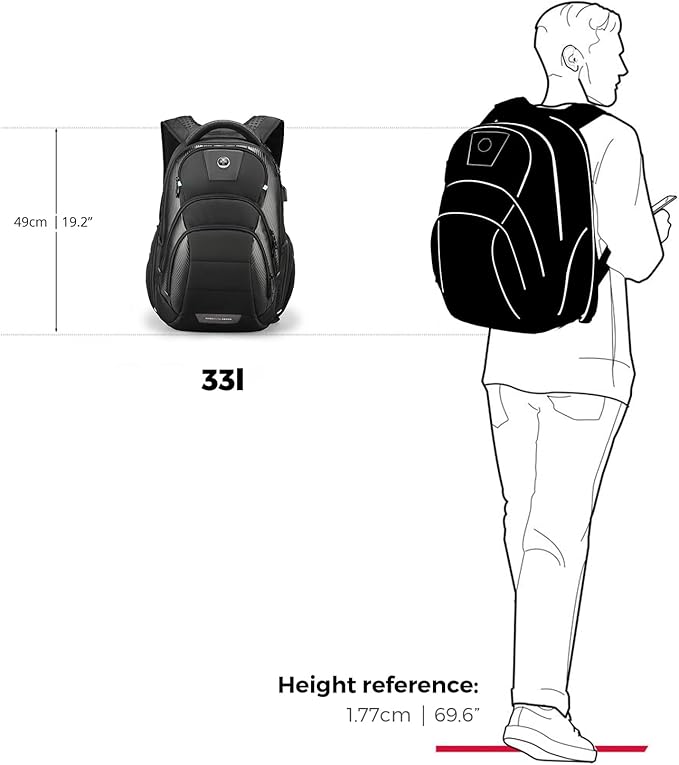 Swissdigital Design Men's 17 Inch Laptop Backpack with Apple Find My Network and USB Charging Port, Large Capacity Business Travel Backpack for College and Business | SD1643FB-01