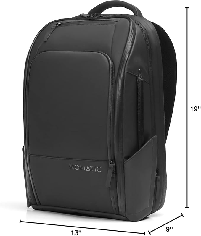 NOMATIC Travel Pack - 20L Water Resistant Laptop Bag - TSA-Ready Expandable Black Backpack